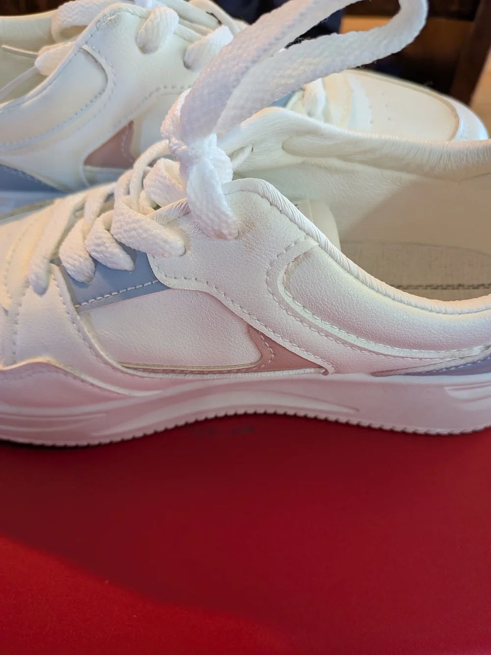Women’s White Athletic Sneakers with Light Blue Accent